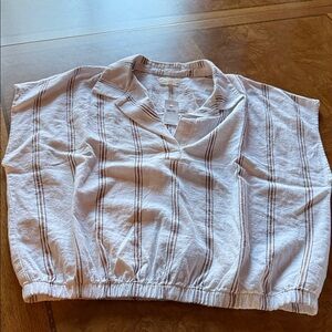 Lou & Grey Striped Blouse in Cream and Brown